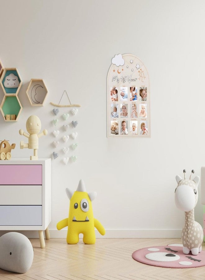 SXoonKing One Year Birthday Wooden Photo Board,My First Year Milestones Photo Board,12 Monthly Picture Frame Baby First year Wood Acrylic Sign 1st Birthday Decorations Baby Keepsake Gifts (Color-B) - Image 5